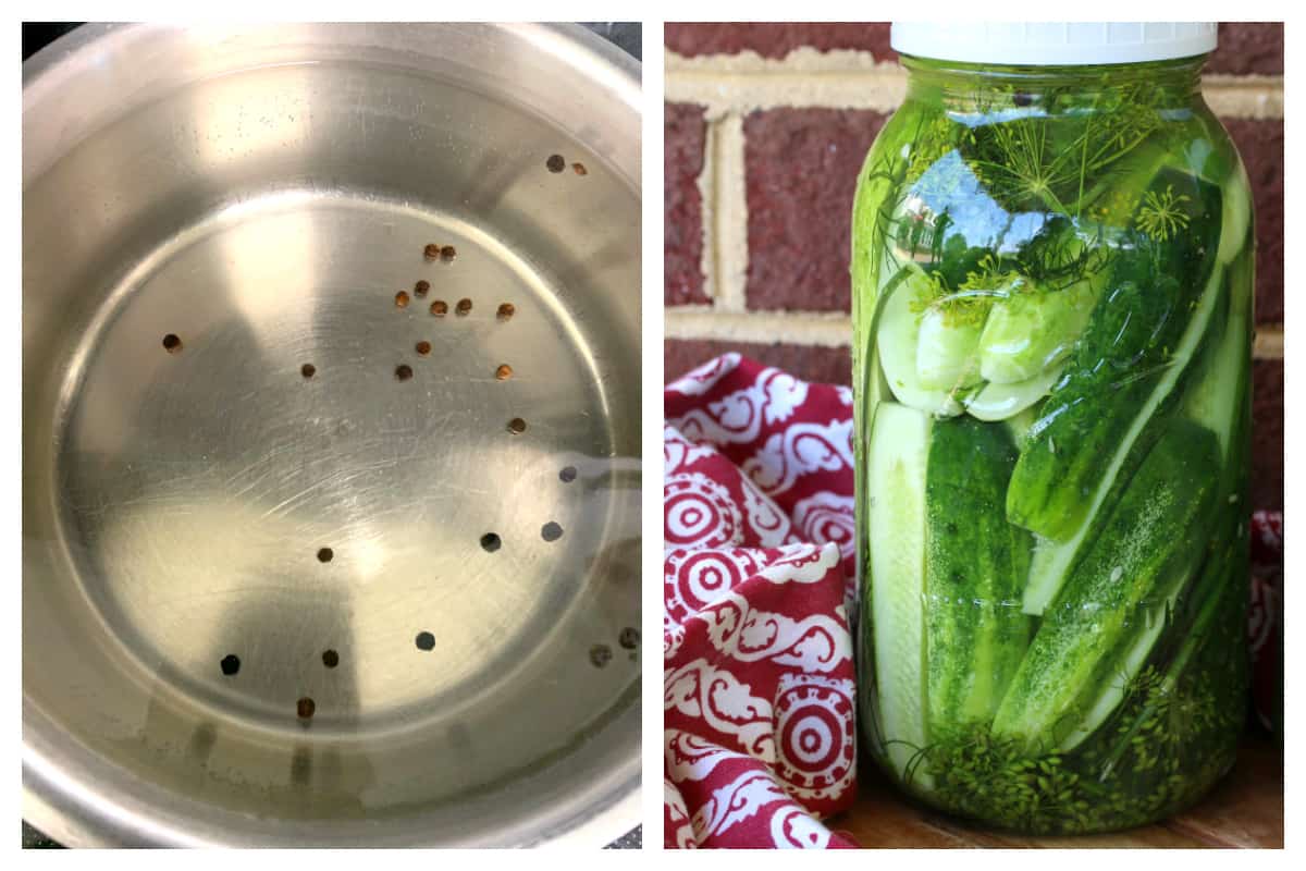 pouring brine into jar