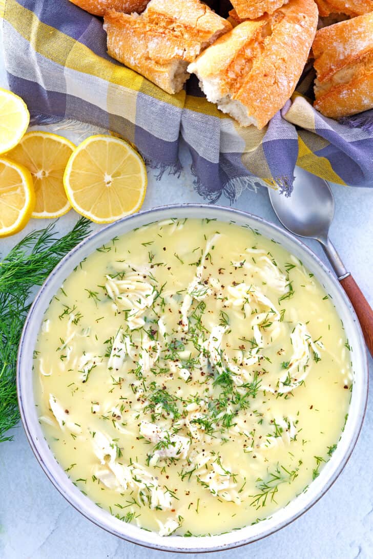 avgolemono recipe greek lemon chicken soup orzo rice egg yolks traditional authentic