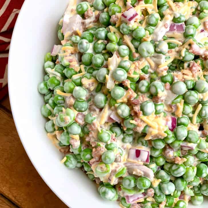 pea salad recipe best bacon onions cheese mayonnaise sour cream