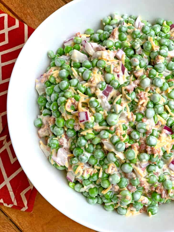 pea salad recipe best bacon onions cheese mayonnaise sour cream