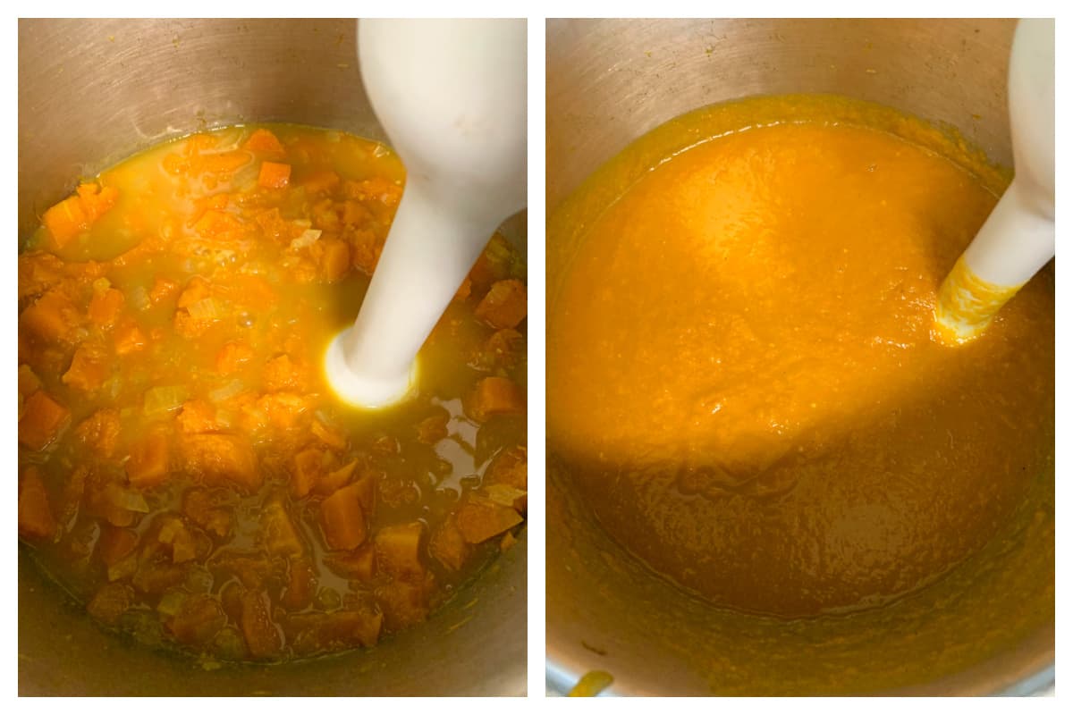 pureeing the soup