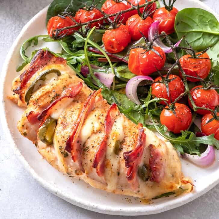 hasselback chicken recipe bacon cheese smoked ham jalapenos roasted bell peppers sun dried tomatoes caprese baked