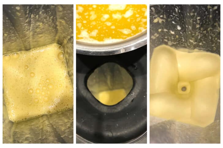 adding eggs yolks to blender