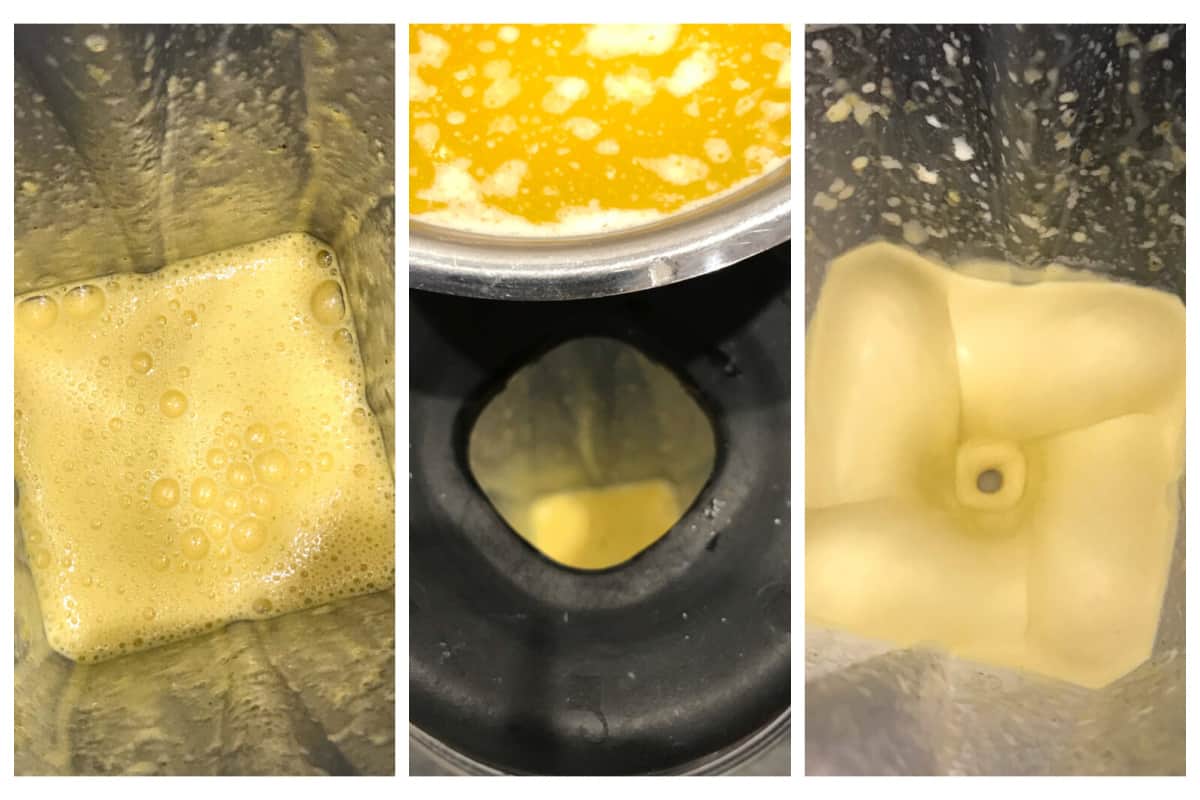 adding eggs yolks to blender