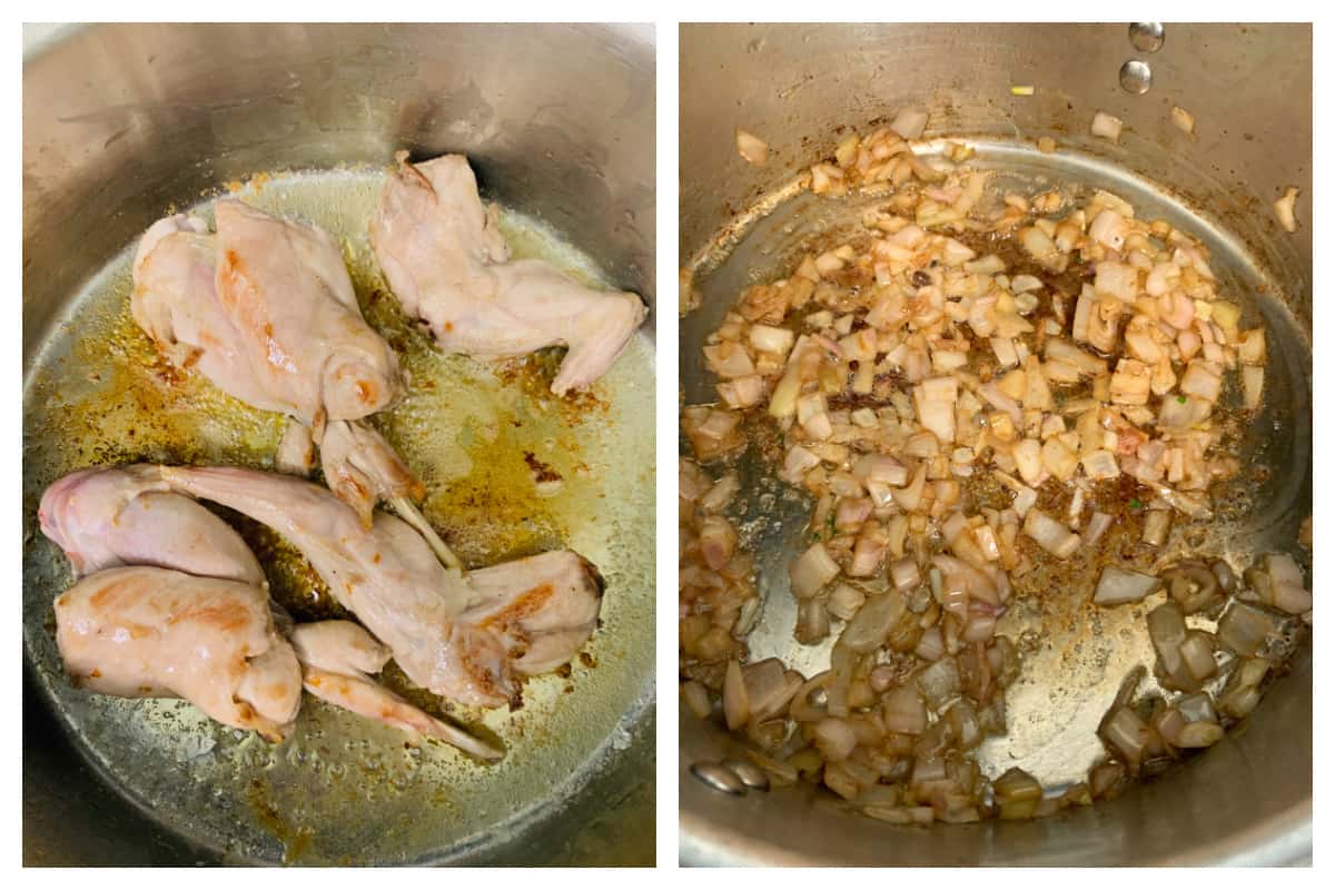 cooking meat and onions