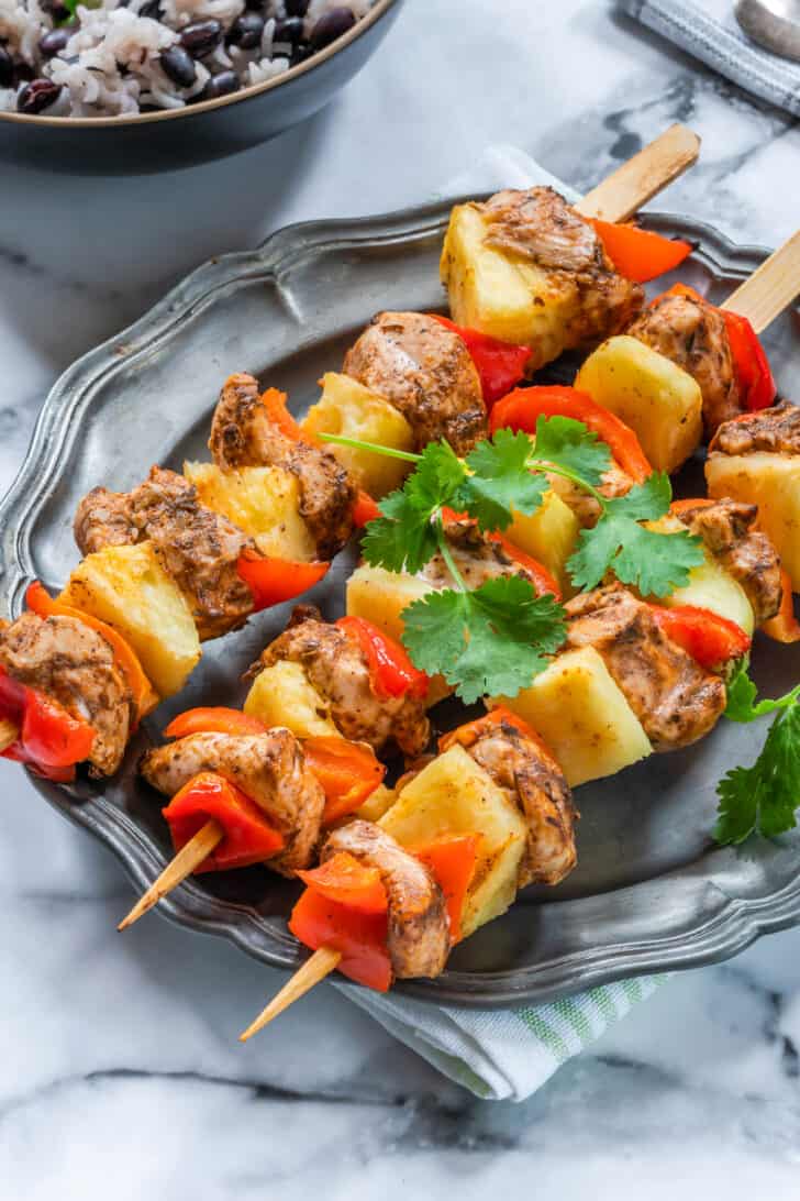 jerk chicken kabobs recipe skewers jamaican pineapple bell peppers onion grilled barbecue bbq