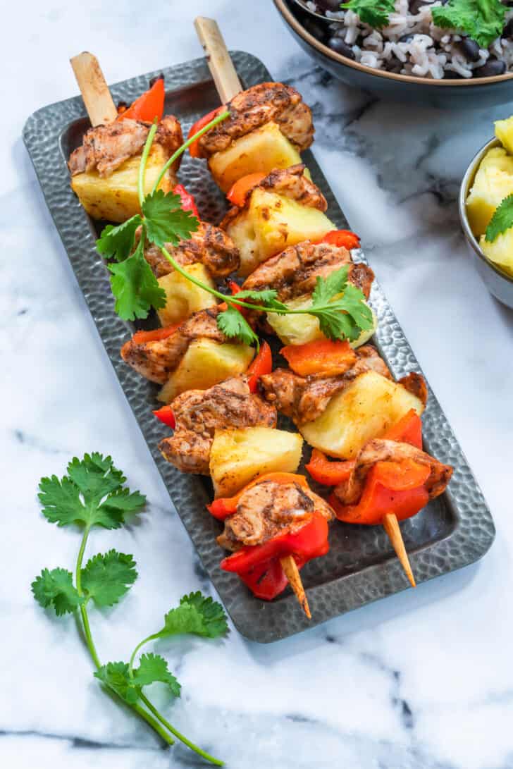 jerk chicken kabobs recipe skewers jamaican pineapple bell peppers onion grilled barbecue bbq