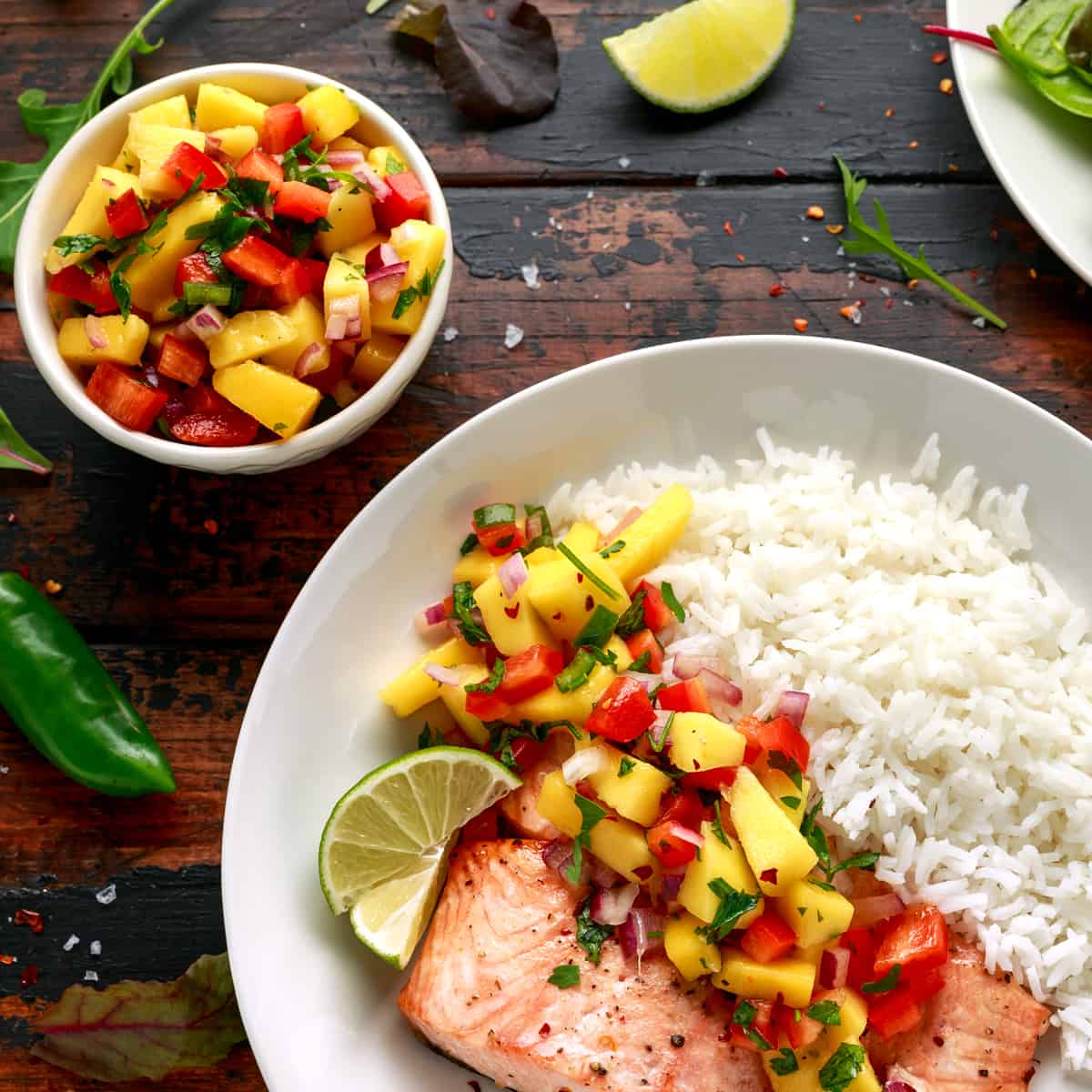 mango salsa recipe best easy healthy bell peppers red onion cilantro jalapeno spicy sweet