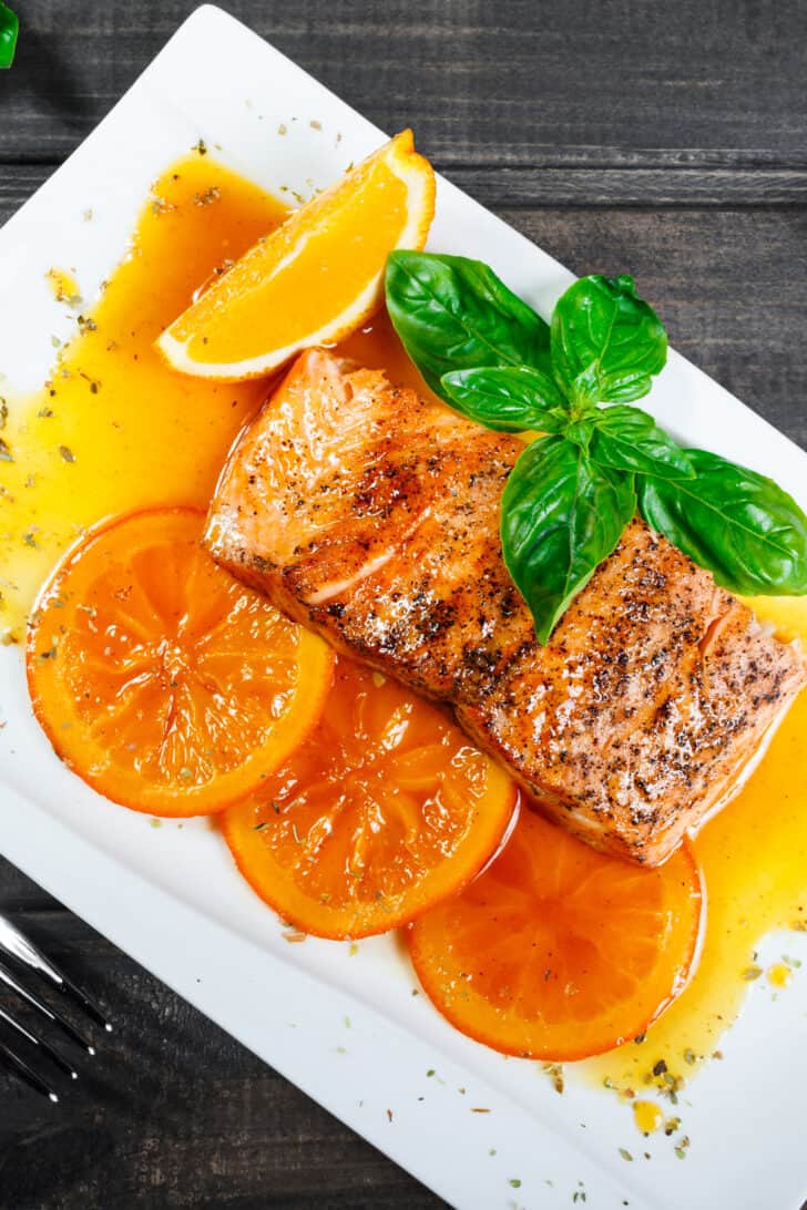 orange glazed salmon recipe honey herbs rosemary thyme white wine easy fast quick pan fried
