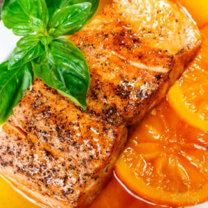 orange glazed salmon recipe honey herbs rosemary thyme white wine easy fast quick pan fried