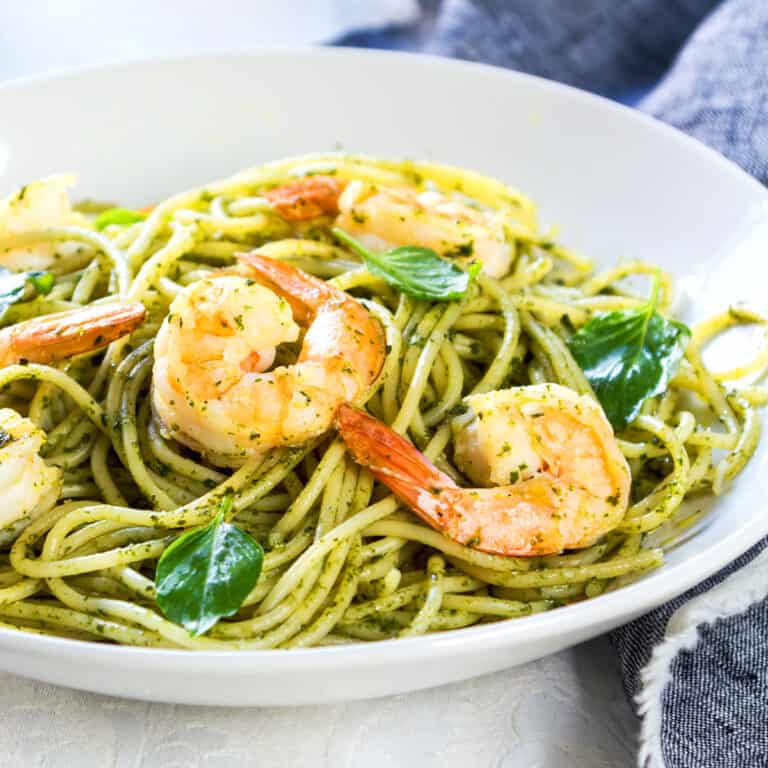 shrimp pesto pasta recipe best easy fast Italian seafood