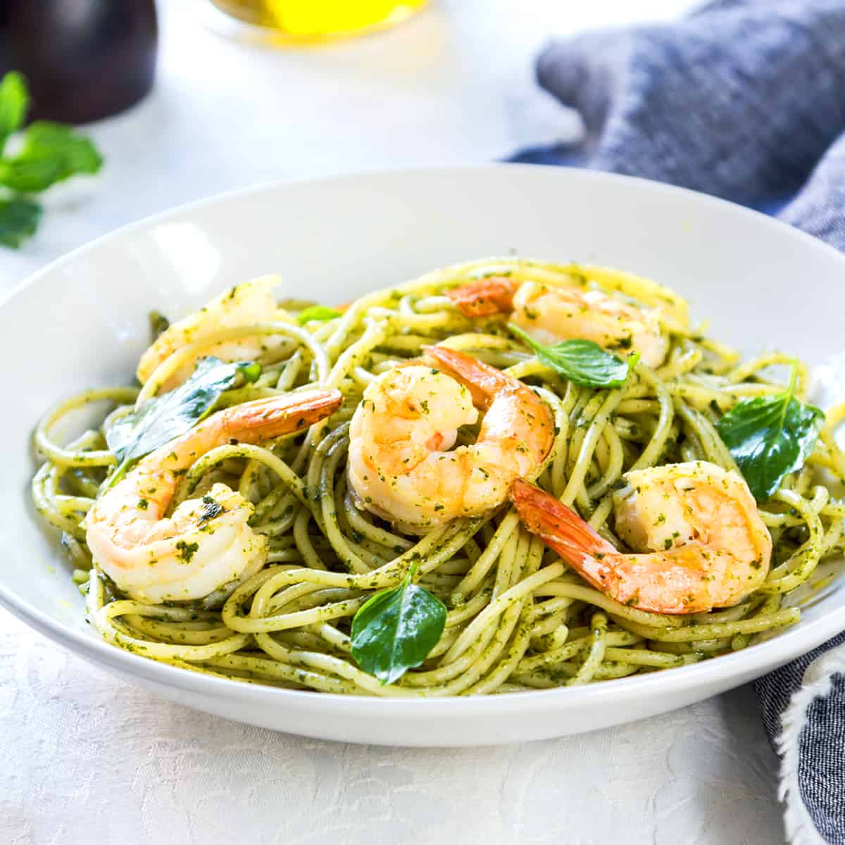 shrimp pesto pasta recipe best easy fast Italian seafood