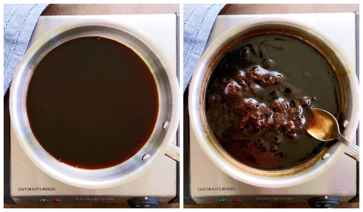 simmering ingredients in a saucepan