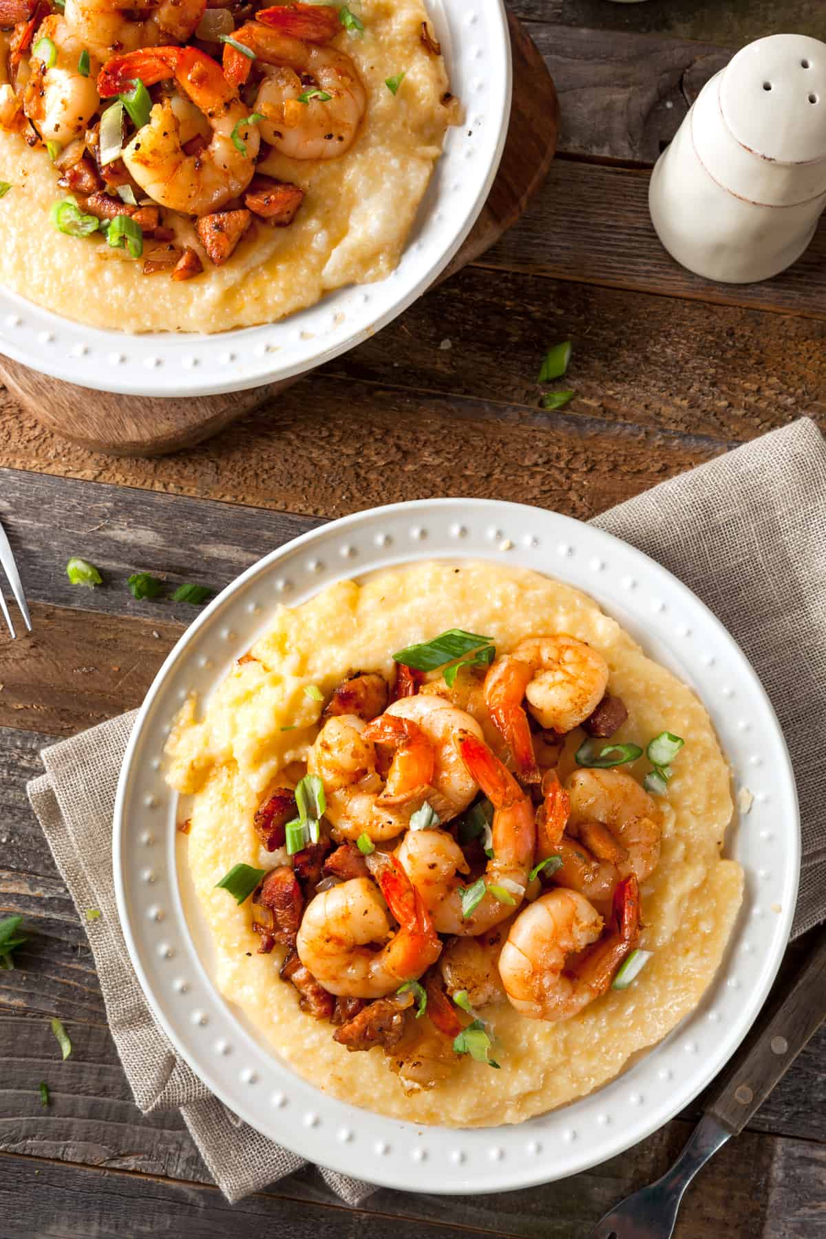 shrimp and grits recipe traditional southern andouille sausage bacon peppers onions cajun creole seasoning creamy cheese