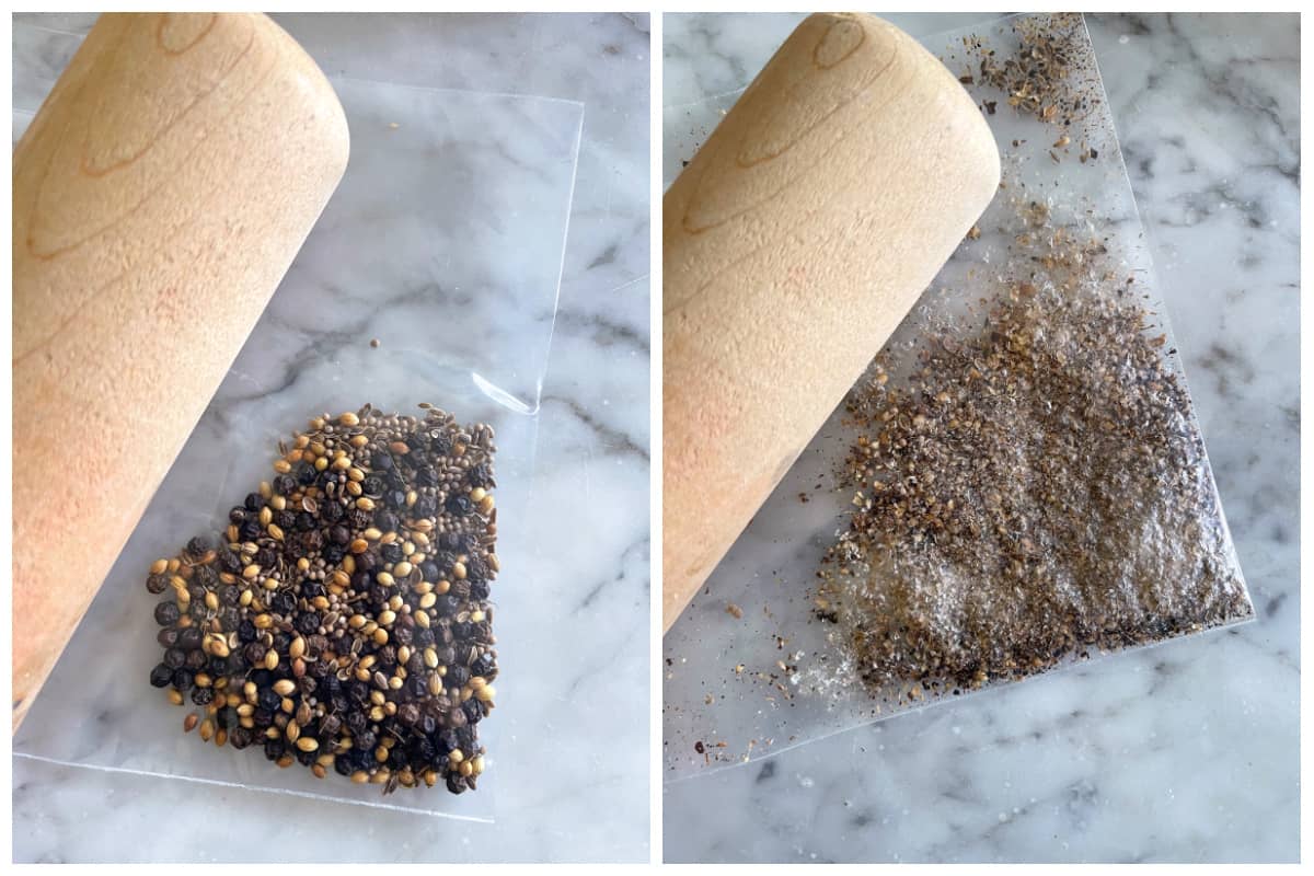 crushing spices in ziplock bag