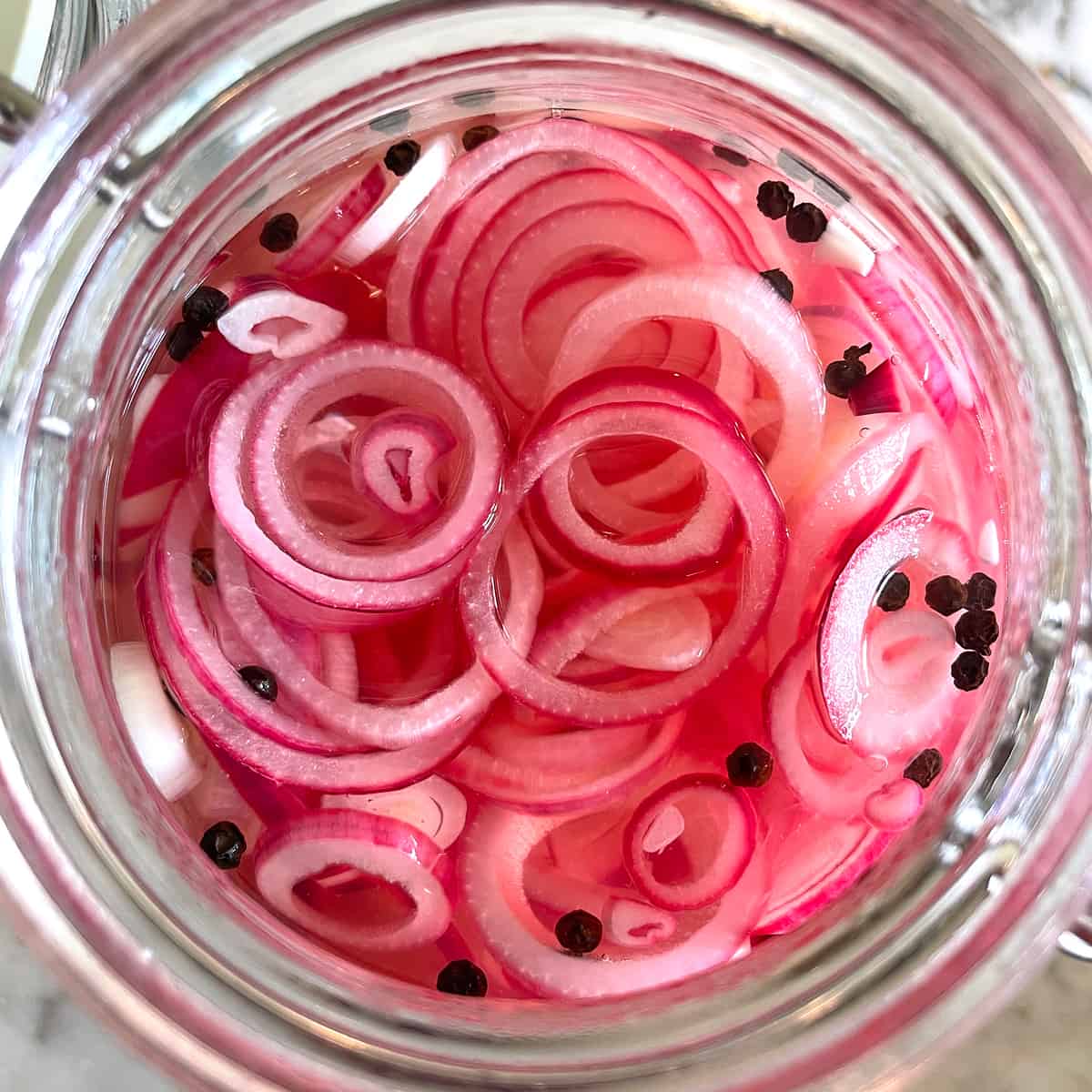 pickled red onions recipe classic traditional vinegar peppercorns garlic bay leaf canning preserving