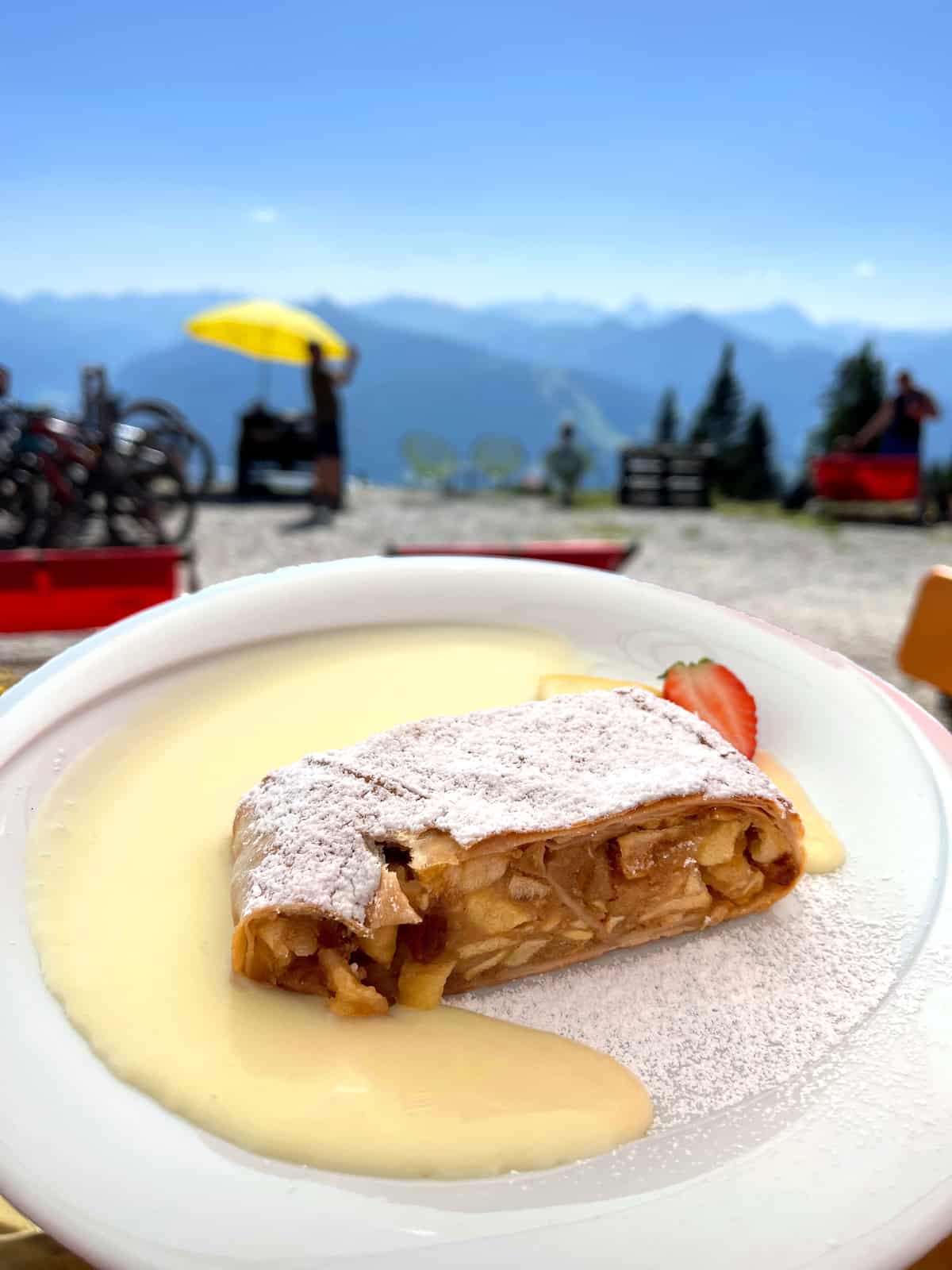apple strudel apfelstrudel in Austrian Alps