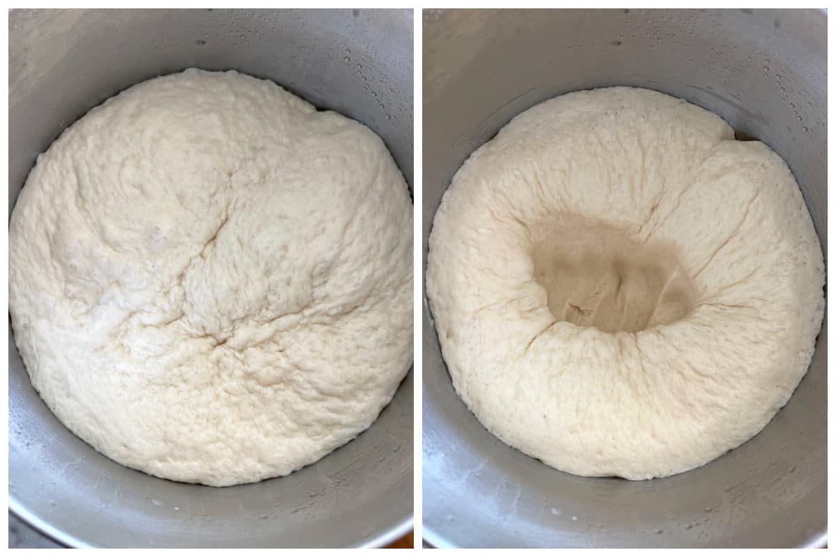 punching down risen dough