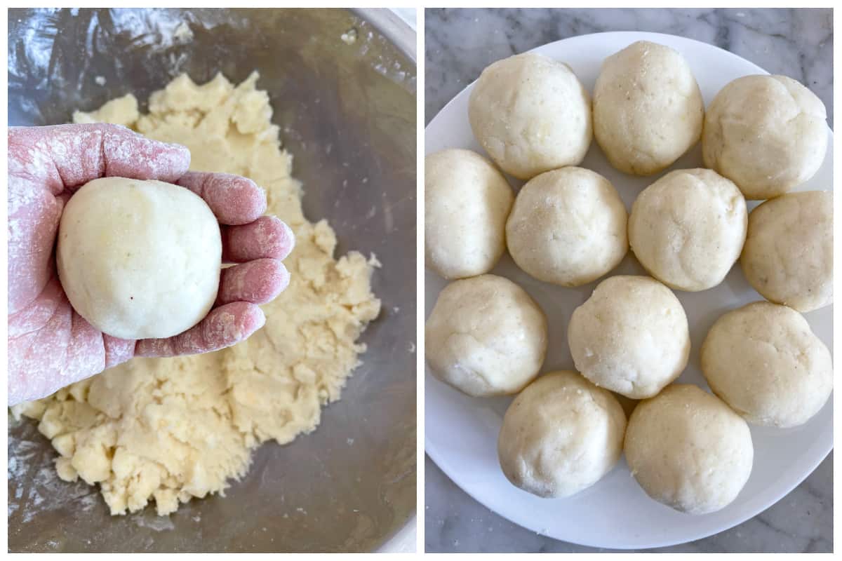 forming the dough into balls