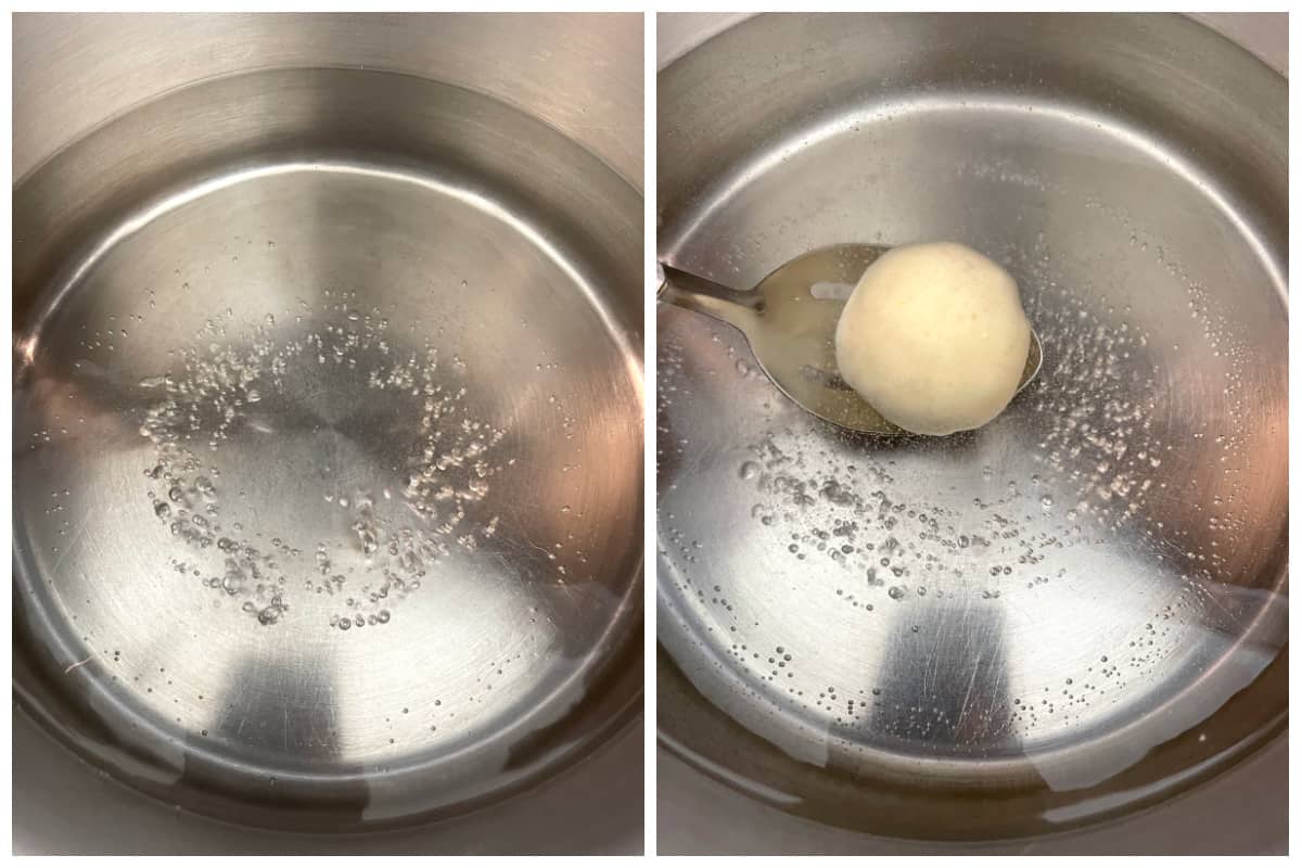 simmering the dumplings