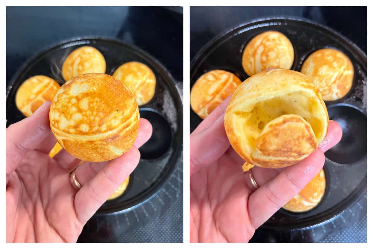why are my aebleskiver hollow not sealed shut on bottom