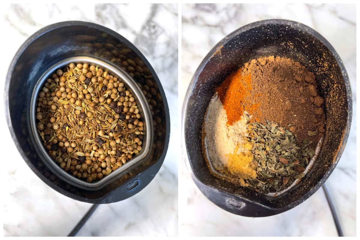 grinding spices to a powder