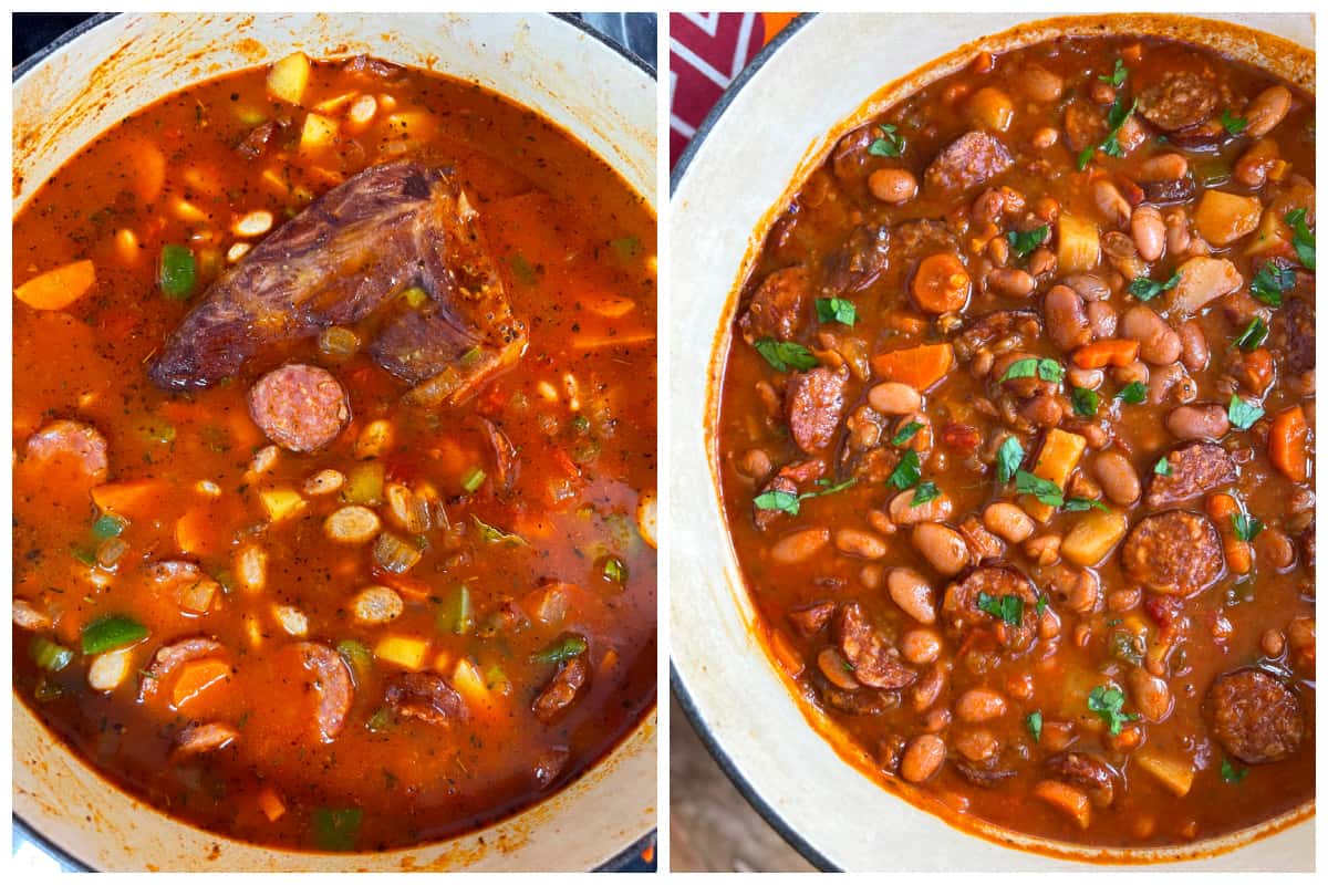 babgulyas recipe traditional authentic hungarian bean goulash stew soup kolbasz sausage smoked pork