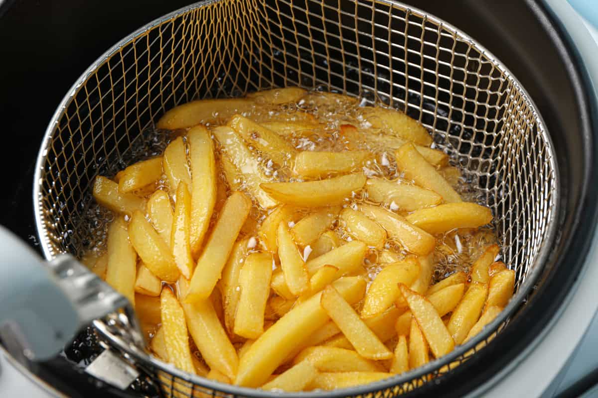 french fries in beef tallow deep fryer