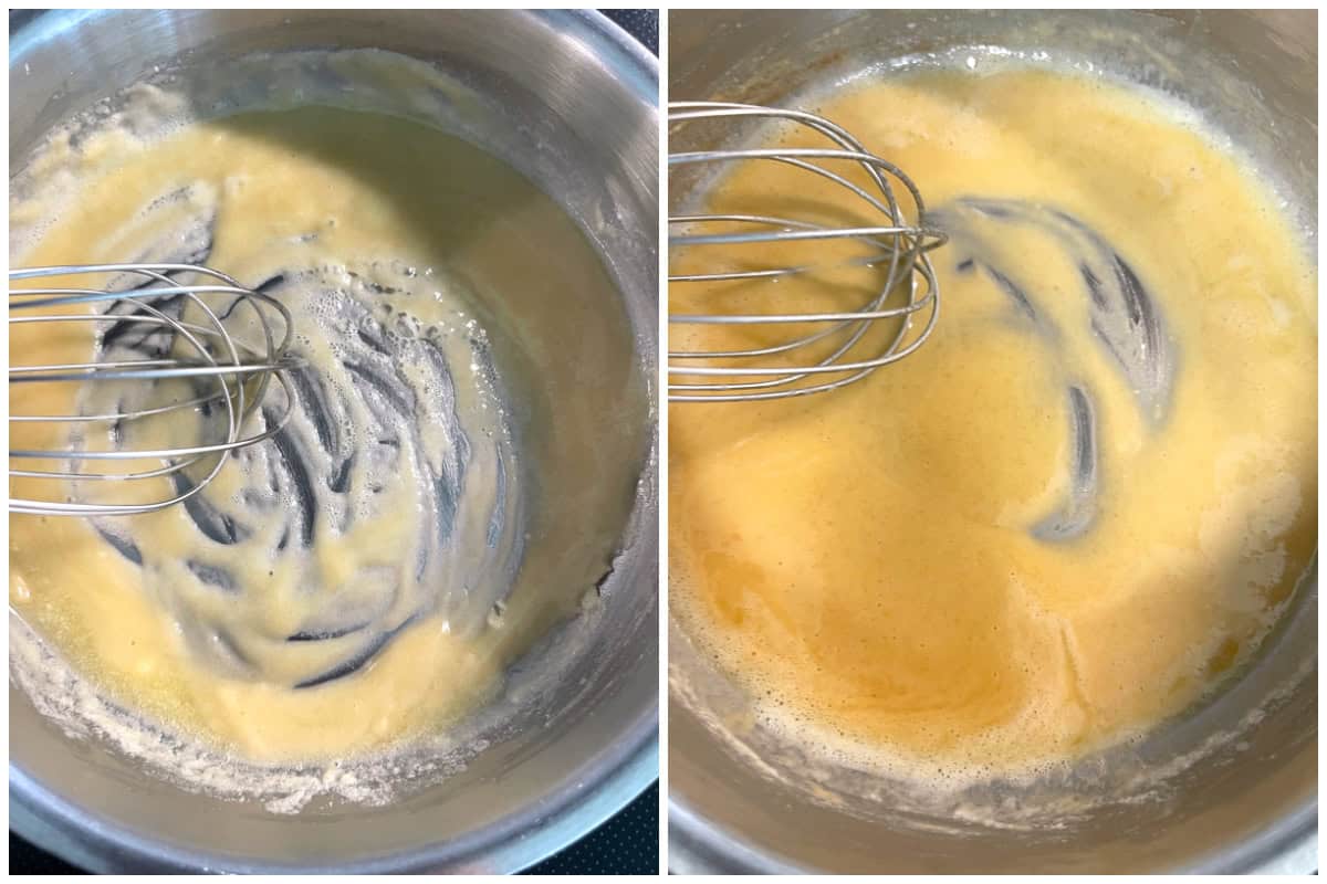 whisking the butter and flour