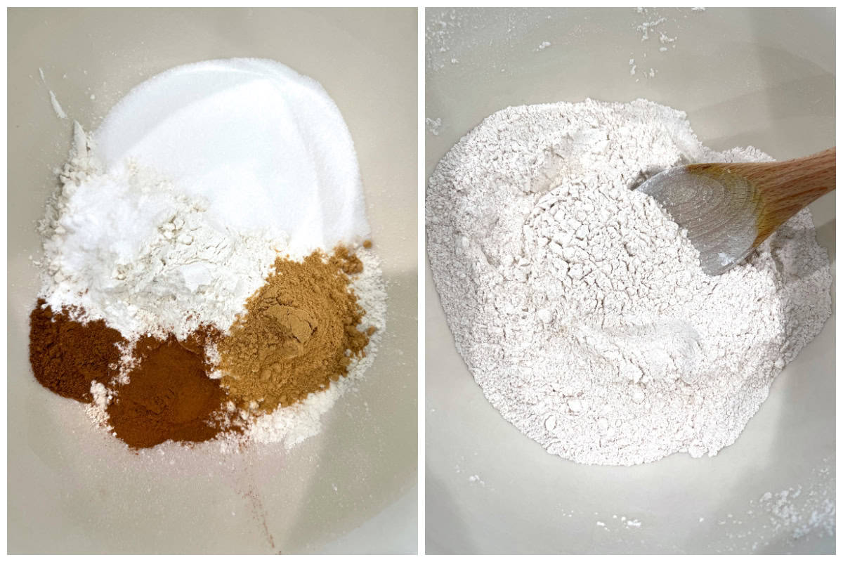 combing dry ingredients in bowl