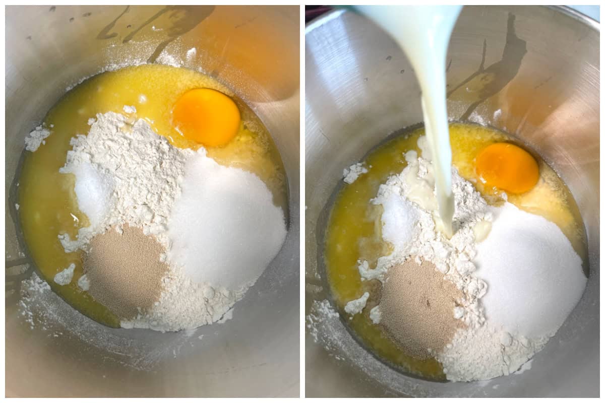 combining all ingredients in stand mixer bowl