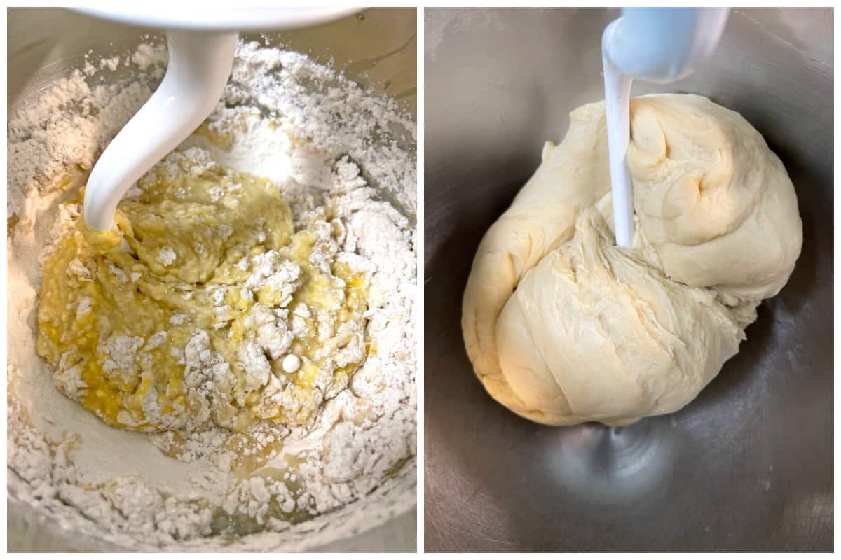 kneading dough in stand mixer