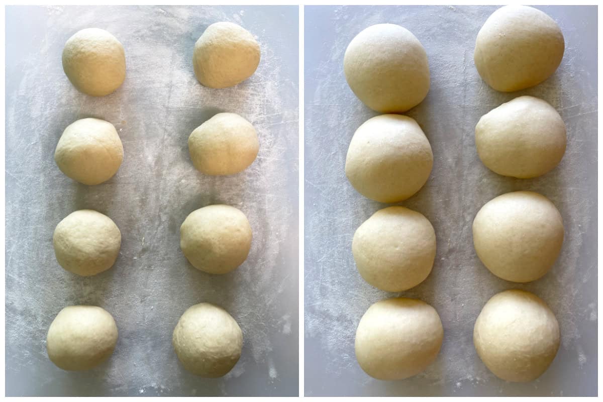 forming dough into balls and letting rise