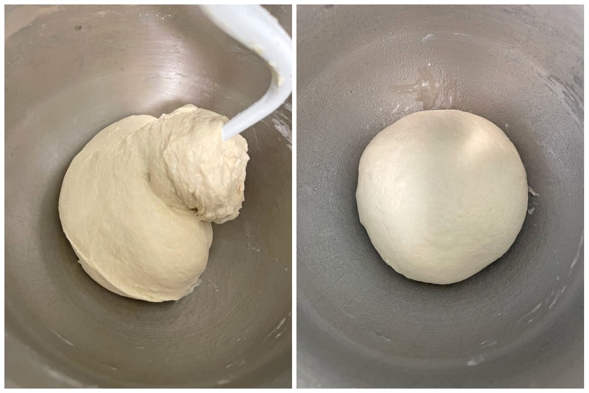 kneading dough in stand mixer