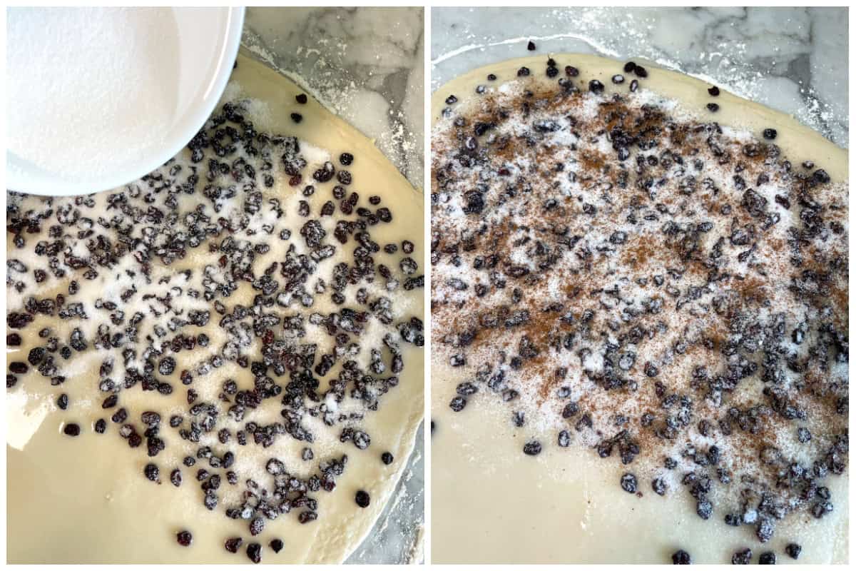 adding sugar and mixed spice