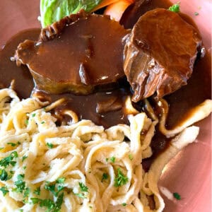 sauerbraten recipe German traditional authentic sour roast beef ginger snaps gingerbread