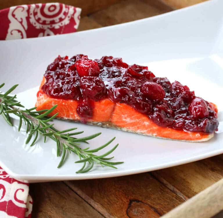 cranberry salmon recipe easy quick mustard glazed christmas holidays baked broiled grilled pan fried sous vide