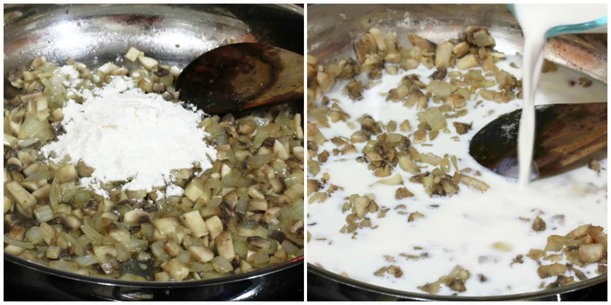 adding flour and milk
