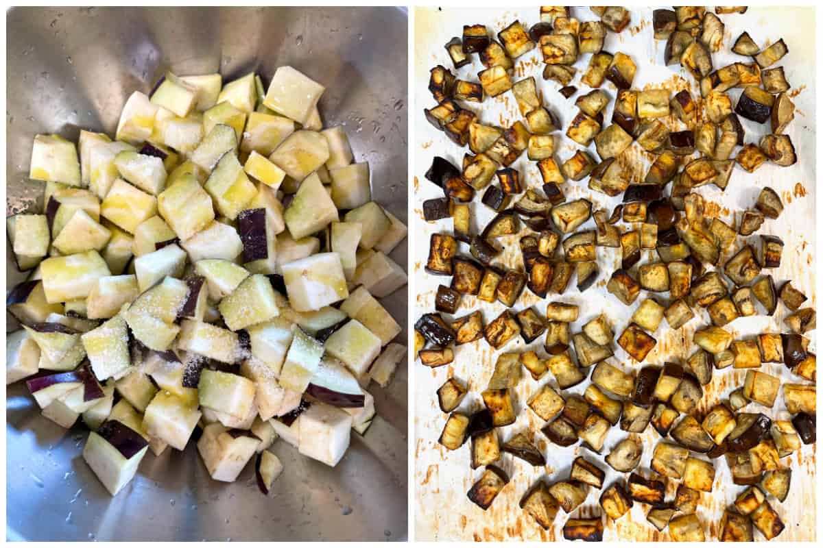 roasting eggplant on sheet pan