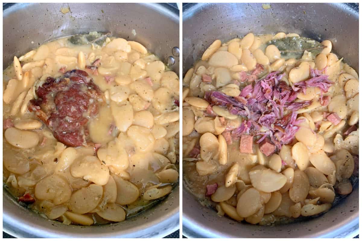 removing meat from smoked ham hock