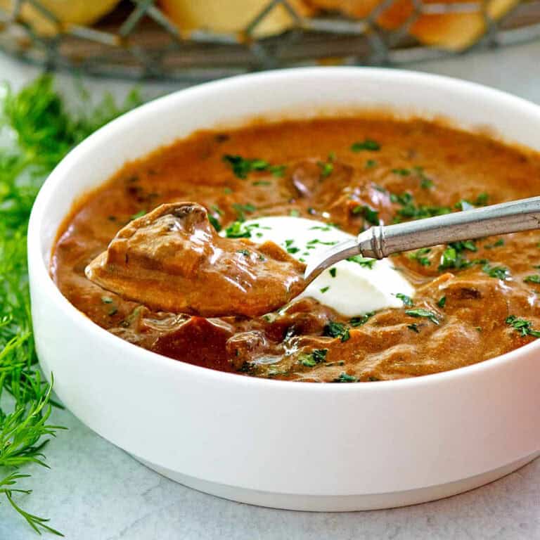 hungarian mushroom soup recipe creamy traditional authentic dill sour cream vegetarian