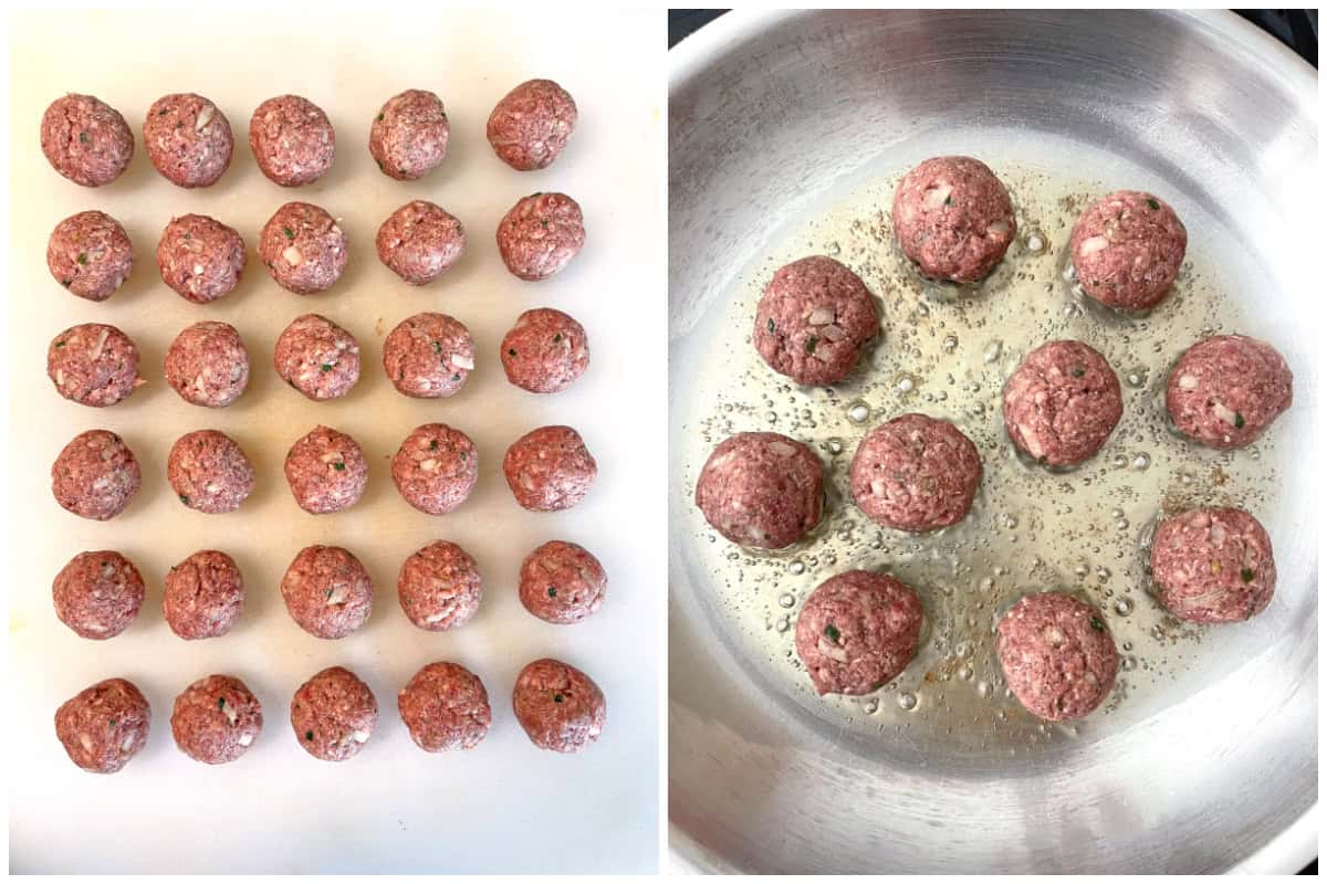 frying the meatballs