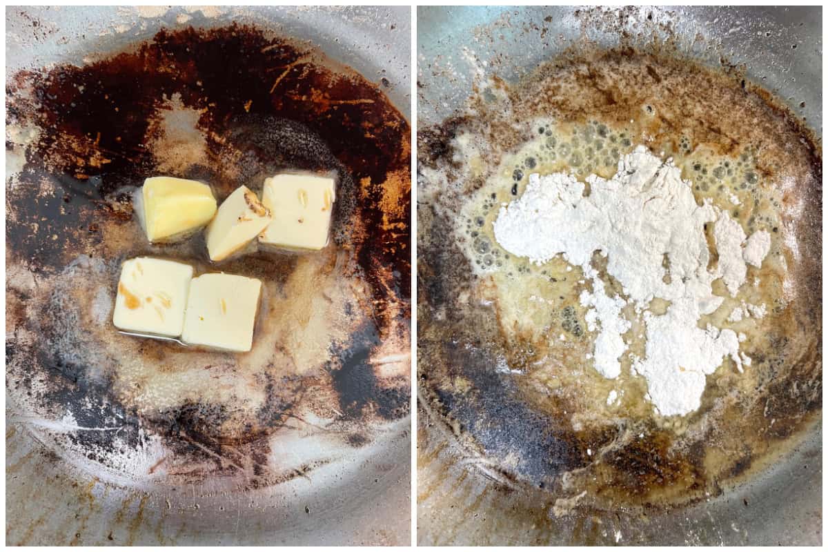 making a roux with butter and flour