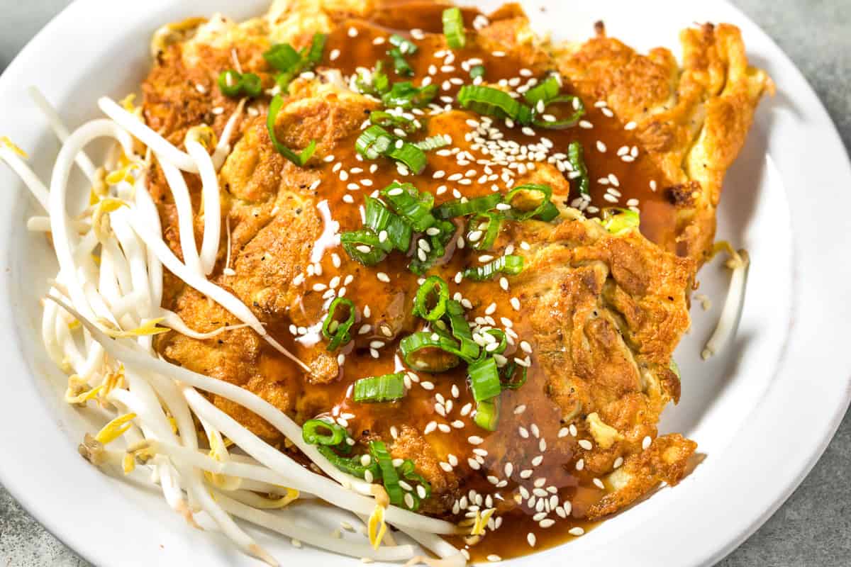 egg foo young recipe yung chinese omelet omelette gravy bean sprouts chicken pork beef shrimp mushroom vegetarian gluten free dairy free
