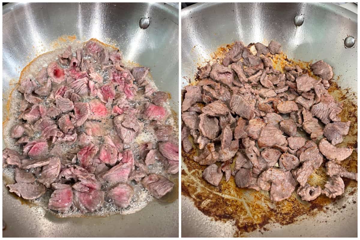frying beef