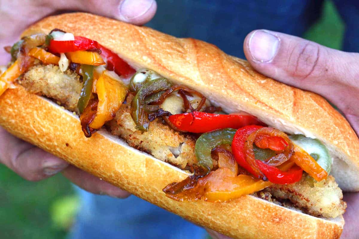 milanese cheesesteak recipe peppers steak veal chicken pork onions cheese