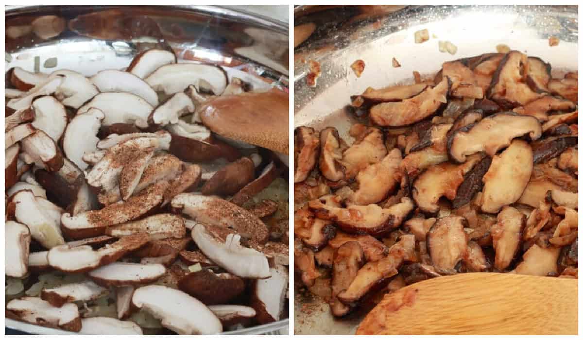 cooking the mushrooms