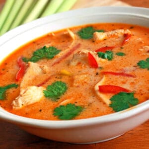 tom kha gai recipe thai soup coconut lemongrass red curry fish sauce authentic traditional