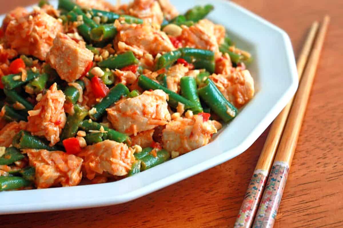 yam tua poo recipe thai chicken bean salad coconut