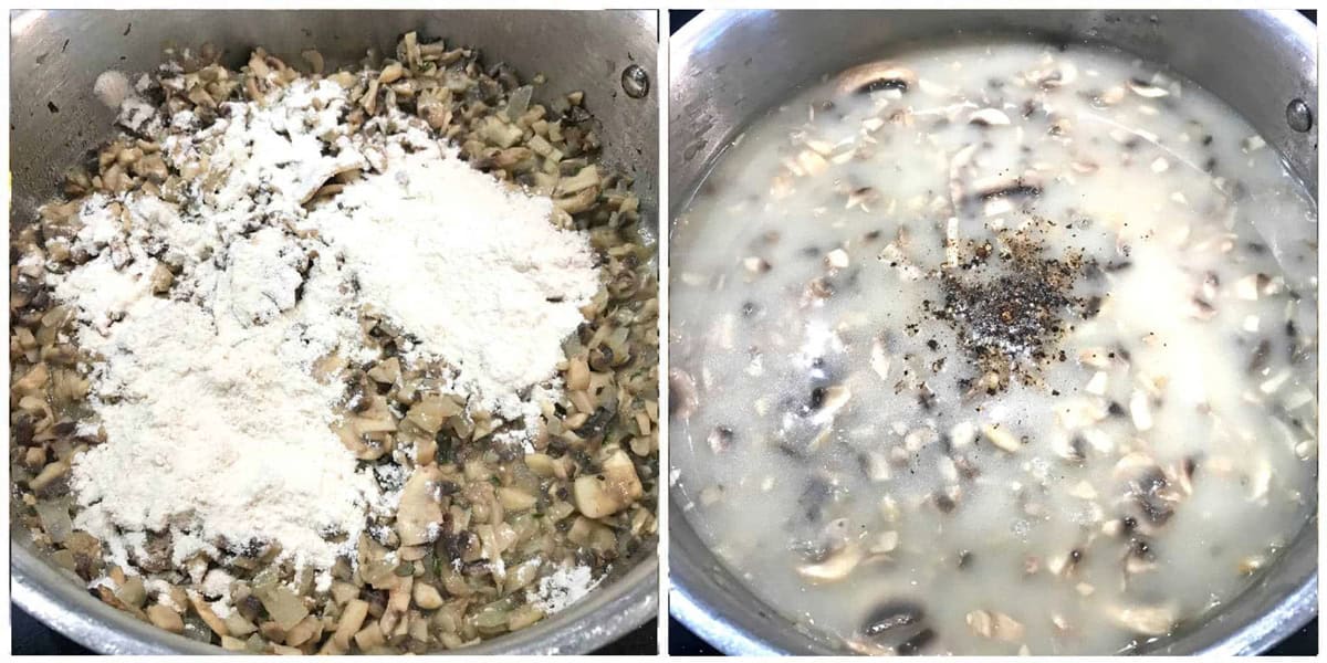 adding flour and broth